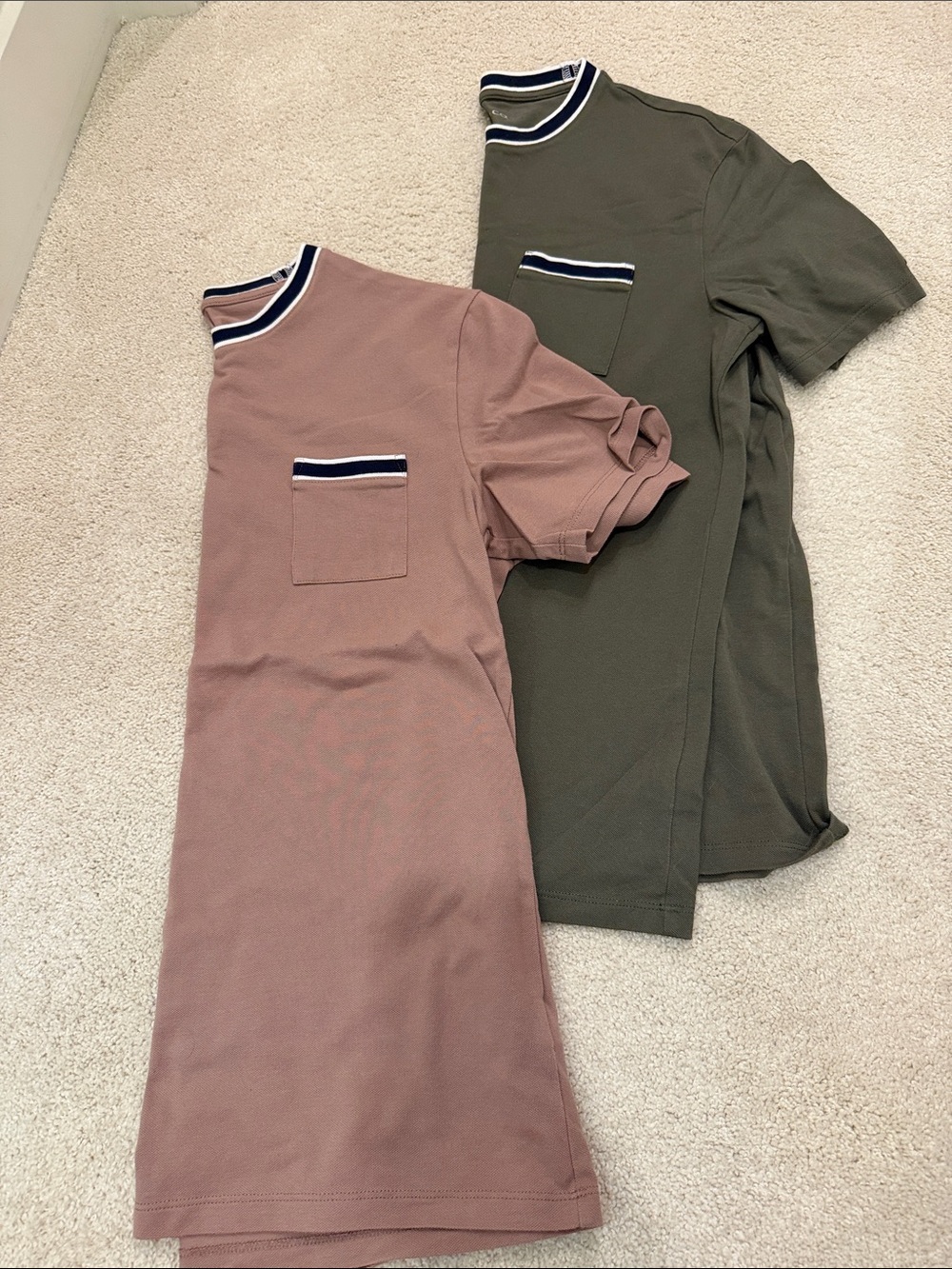 RW&CO. Short Sleeve Pocket Tee in Mauve and Olive with Contrast Stripe